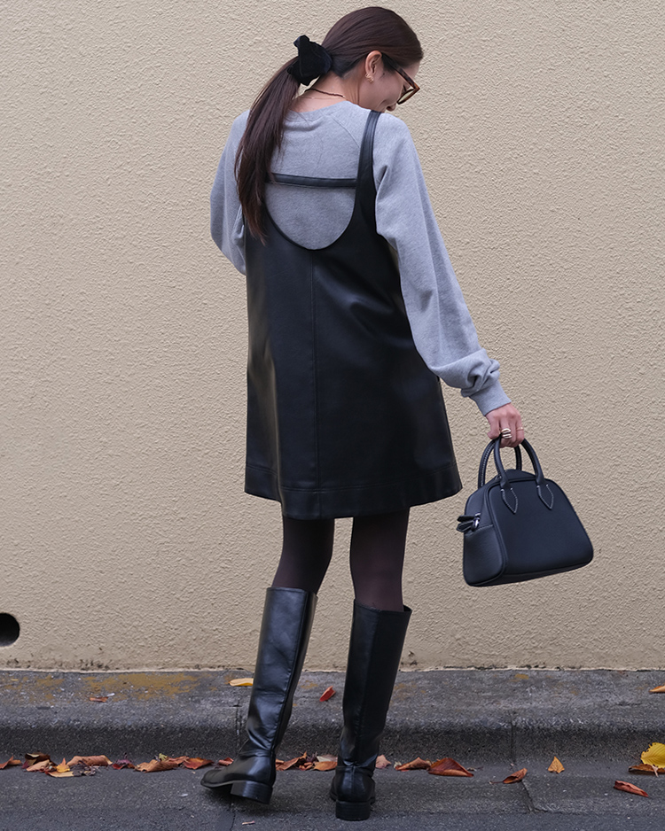 フェイクレザーミニワンピース | AKTE