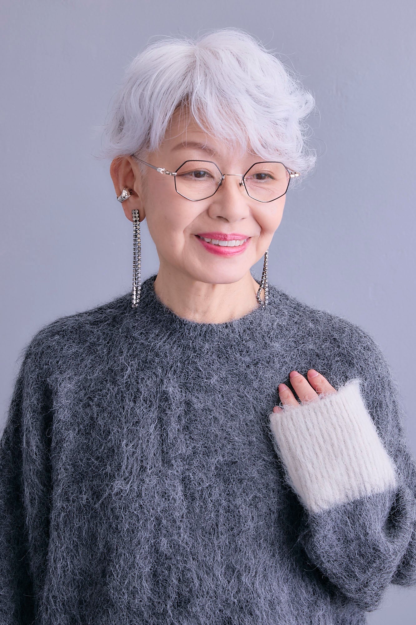 予約】バイカラーモヘアシャギーニット – AIJAN