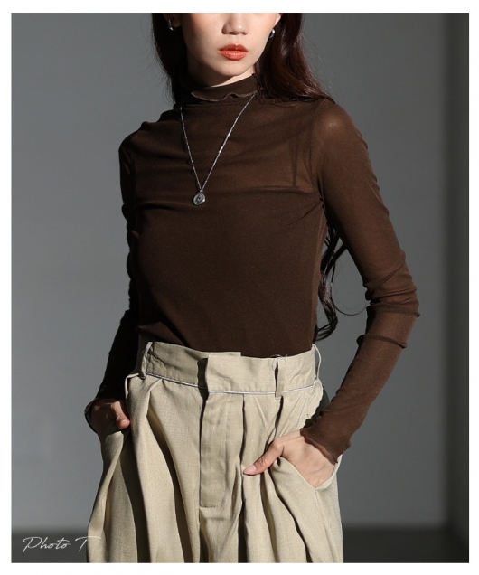 レディース 大人 上品 メッシュシアートップス【メール便可】 mode