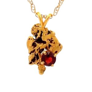 Estate Gold Nugget & Garnet Pendant 090631 - Alaska Mint