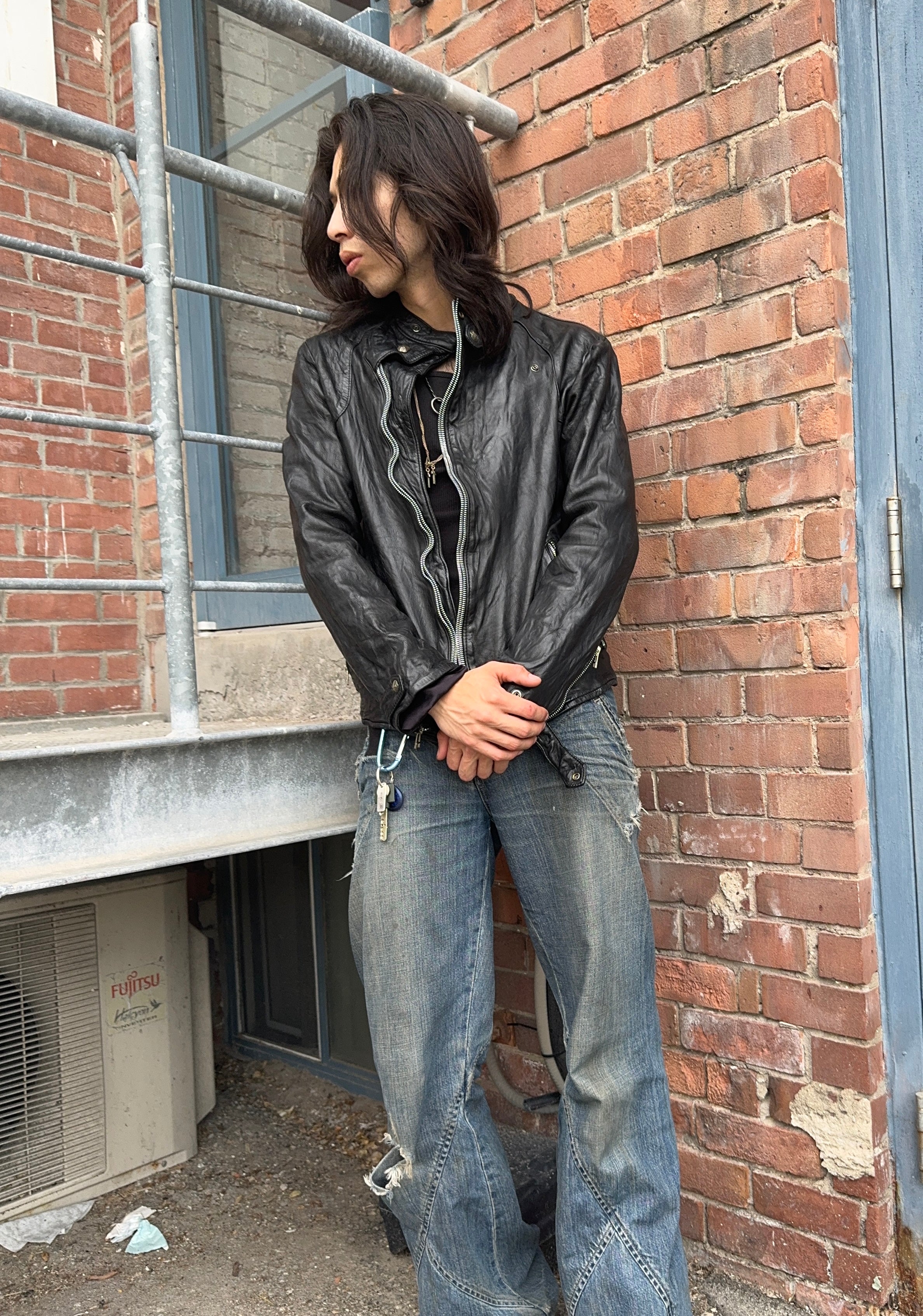 14th Addiction 'Double Zip' Lambskin Leather Riders Jacket – Alex