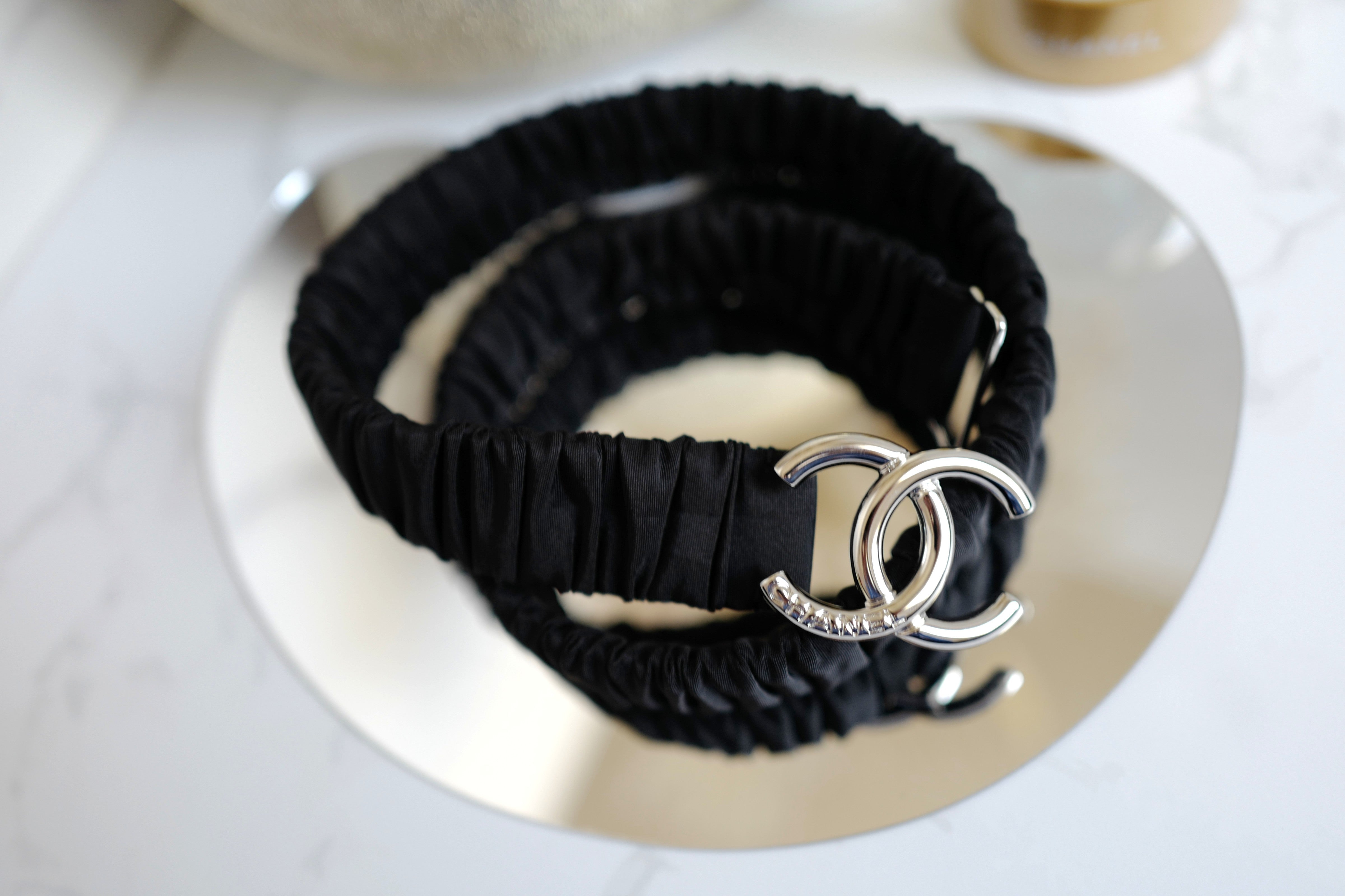 BNIB Chanel Spring-Summer 2025 25P Belt Silk & Metal in Black and Silv