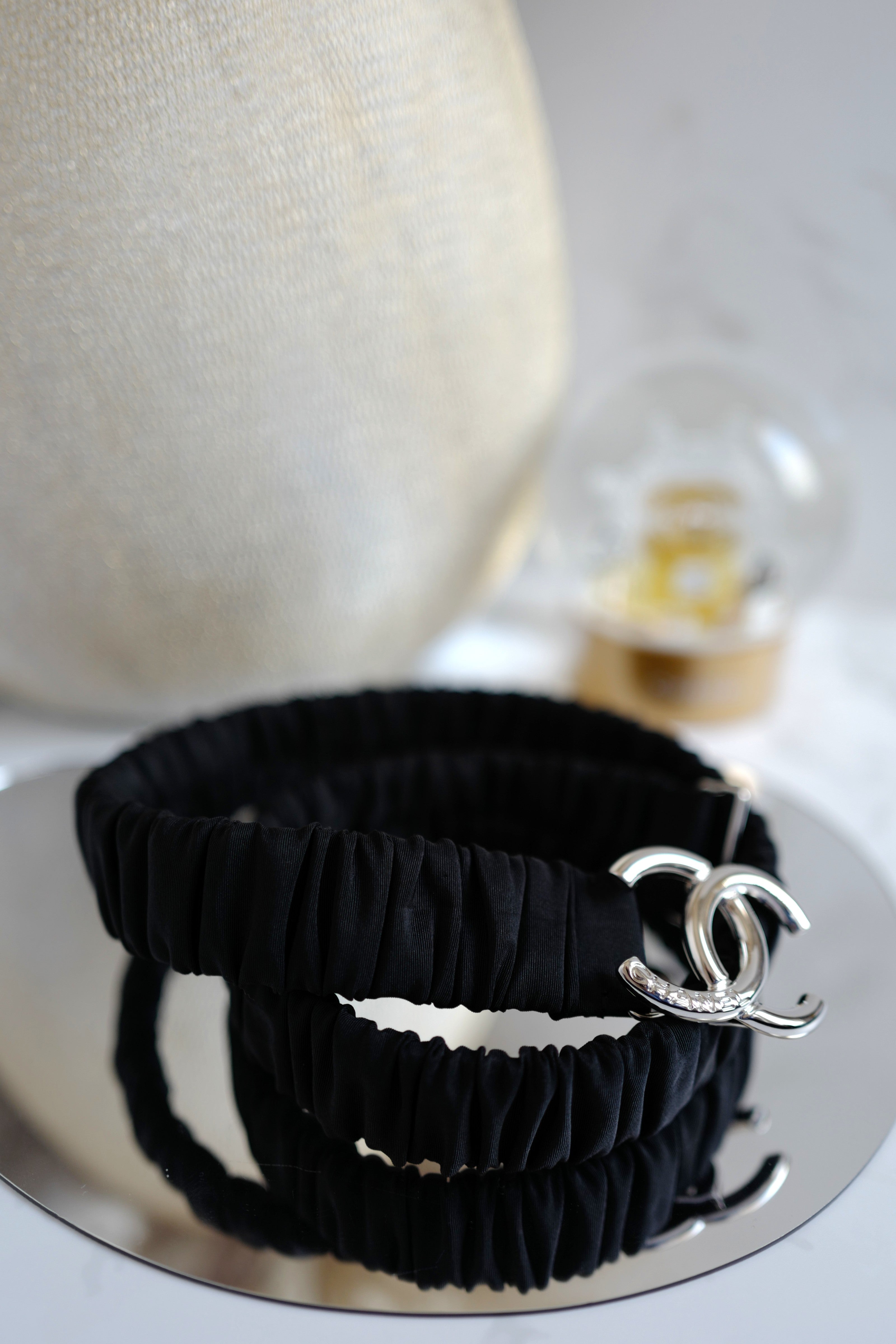 BNIB Chanel Spring-Summer 2025 25P Belt Silk & Metal in Black and Silv