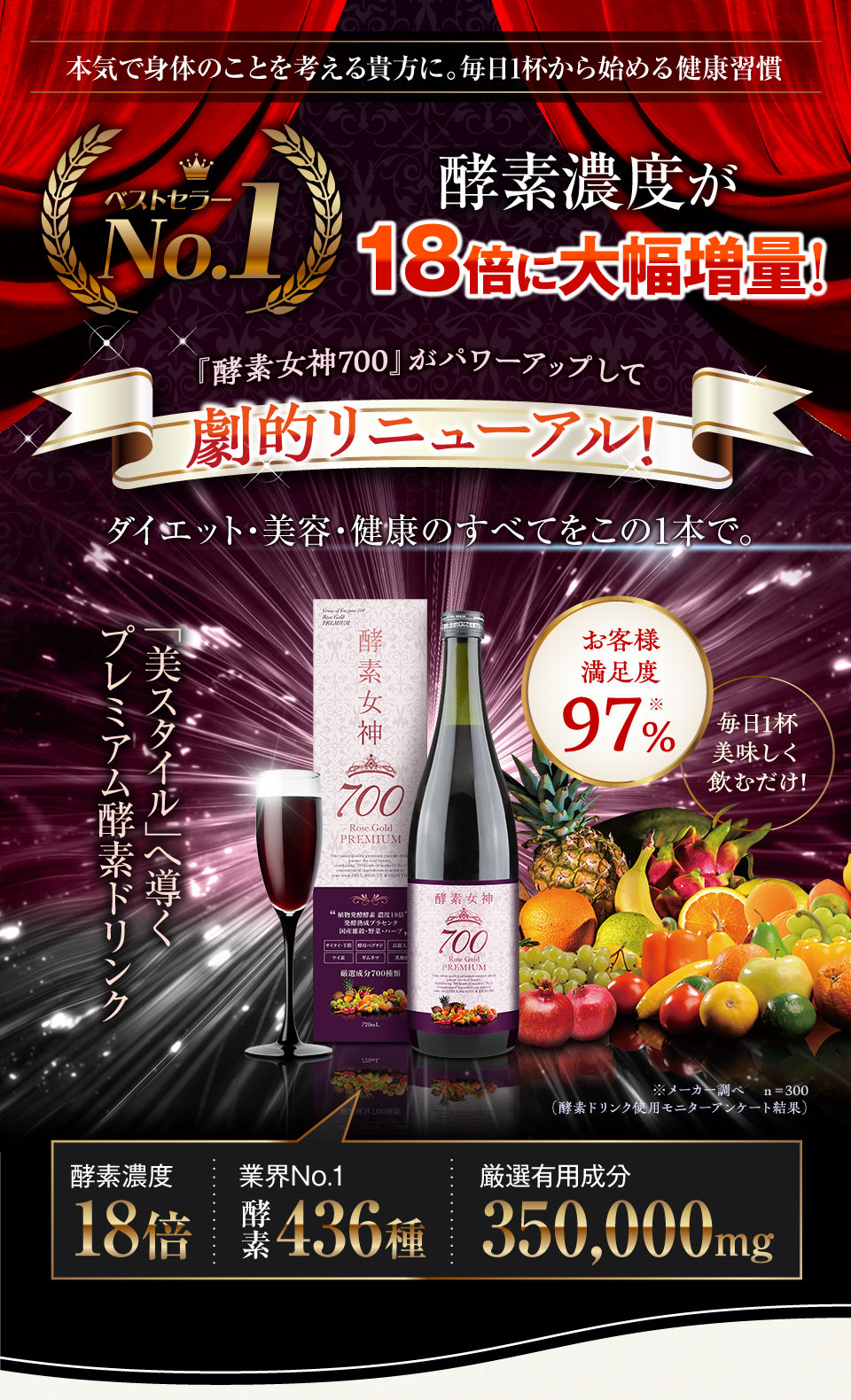 リニューアル】酵素女神700 ロゼゴールド プレミアム（6本セット