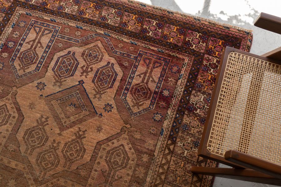 イラン産 1940年代 トライバルラグ】ペルシャ絨毯-ヴィンテージラグ