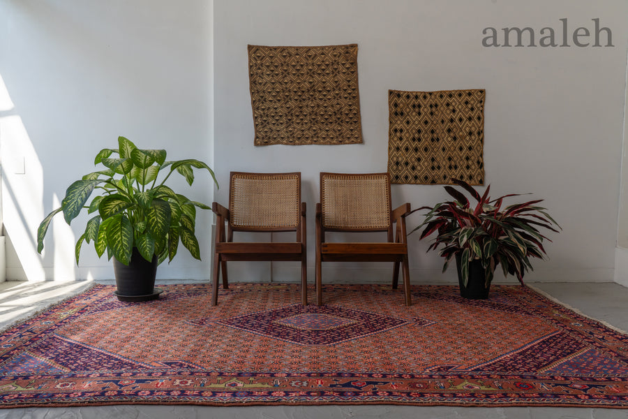 イラン産 1980年代 ヴィンテージペルシャラグ】手織り絨毯