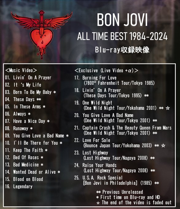 ボン・ジョヴィ『オール・タイム・ベスト 1984-2024』スーパー