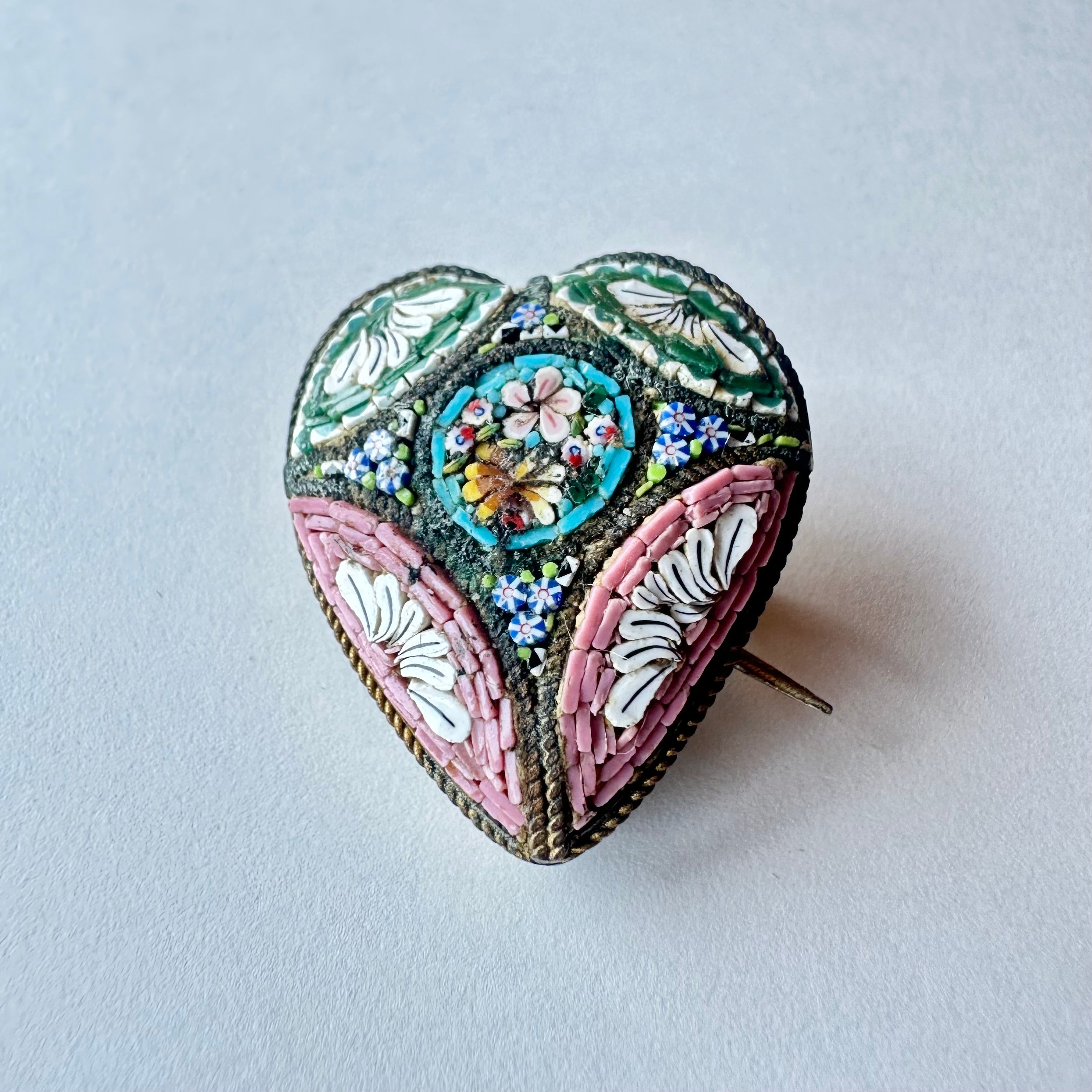 マイクロモザイク ブローチ イギリスアンティーク 英国 マイクロ