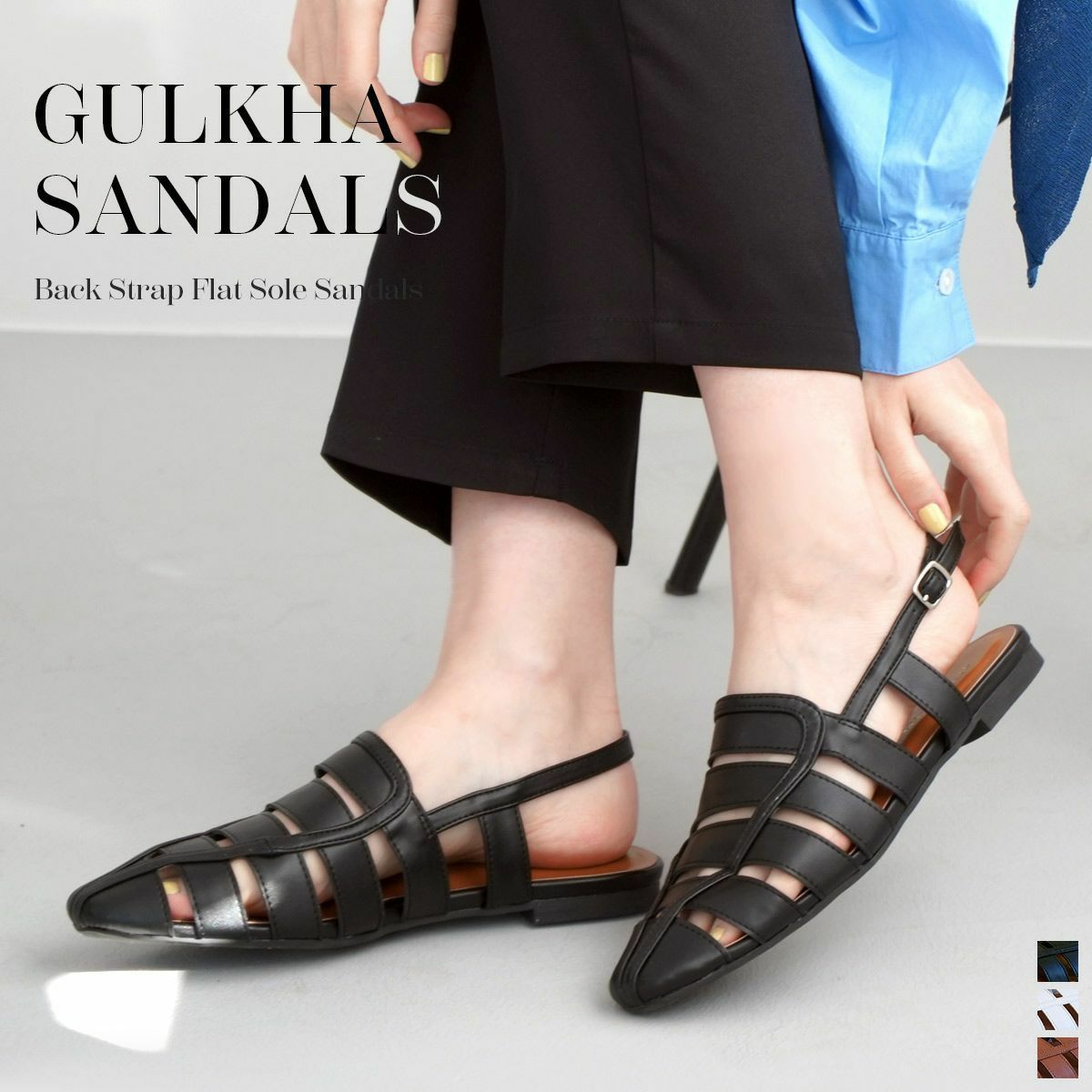 在庫限り！特別価格！】ストラップフラットグルカサンダル レディース