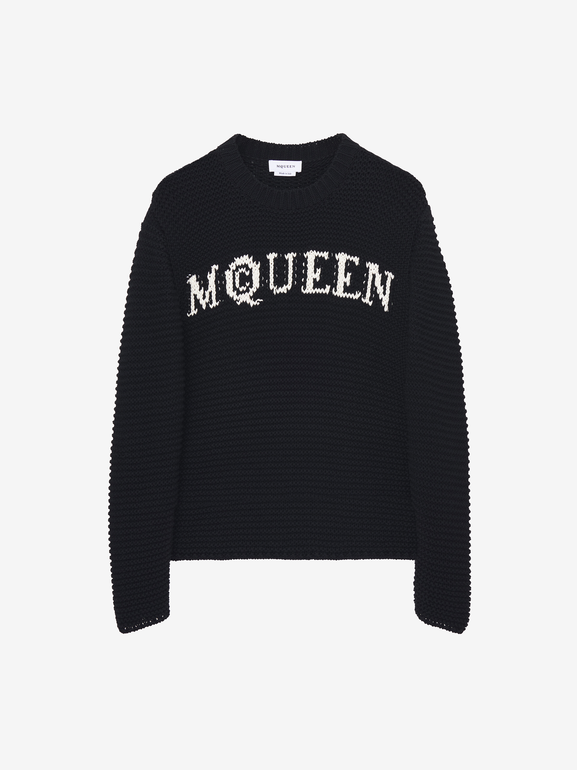 Men's McQueen Logo Textured Jumper in Black | McQueen US