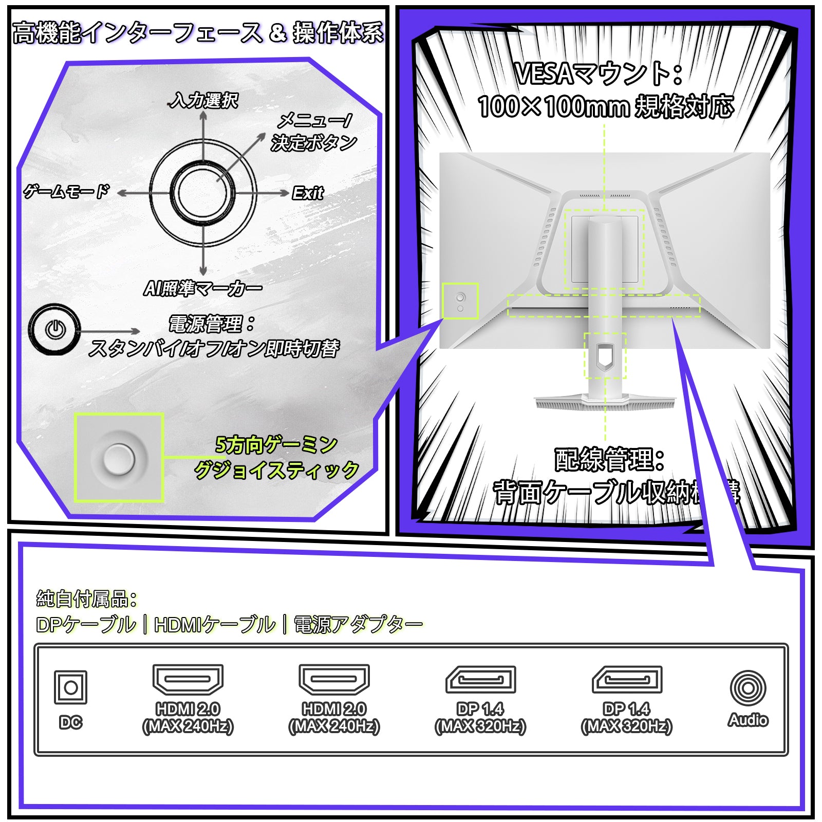 AMZFast 白 ゲーミングモニター 24.5インチ 320Hz Fast IPS 1ms(MPRT