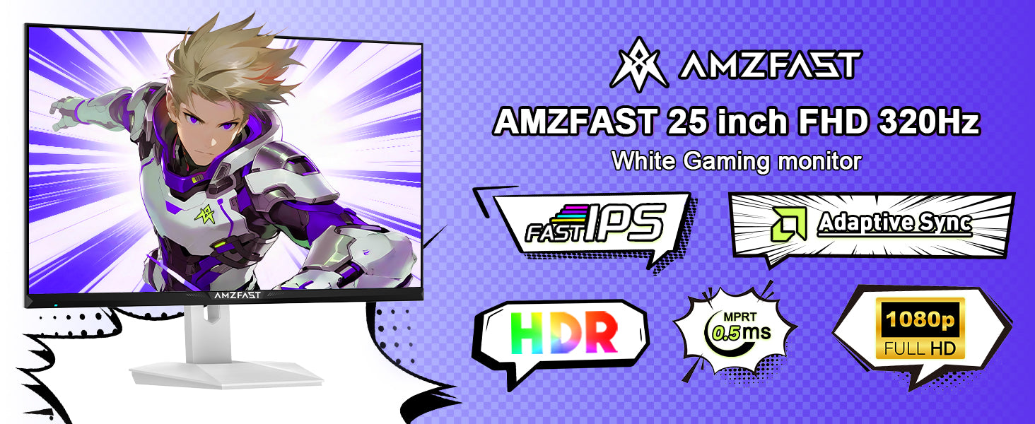 AMZFast 白 ゲーミングモニター 24.5インチ 320Hz Fast IPS 1ms(MPRT