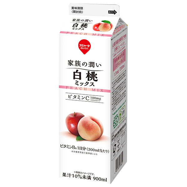 スジャータ 家族の潤い 白桃ミックス 900ml紙パック×12本入 チルド