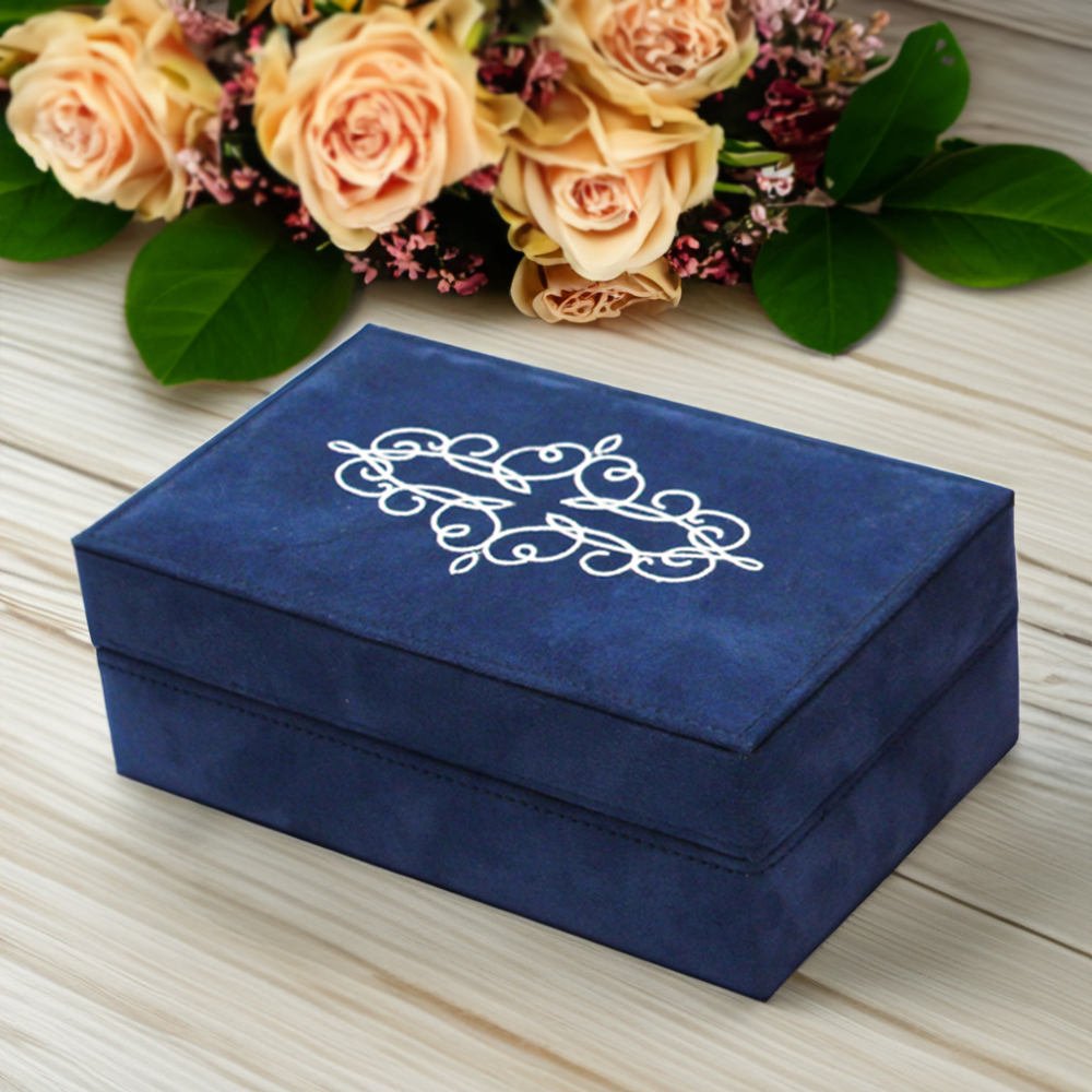 ニデック オルゴール 18弁 AB400A 布製ジュエリーボックス ネイビー 星