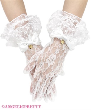 Angelic Pretty リボンレース手袋 白×ピンク Angelic Pretty リボン