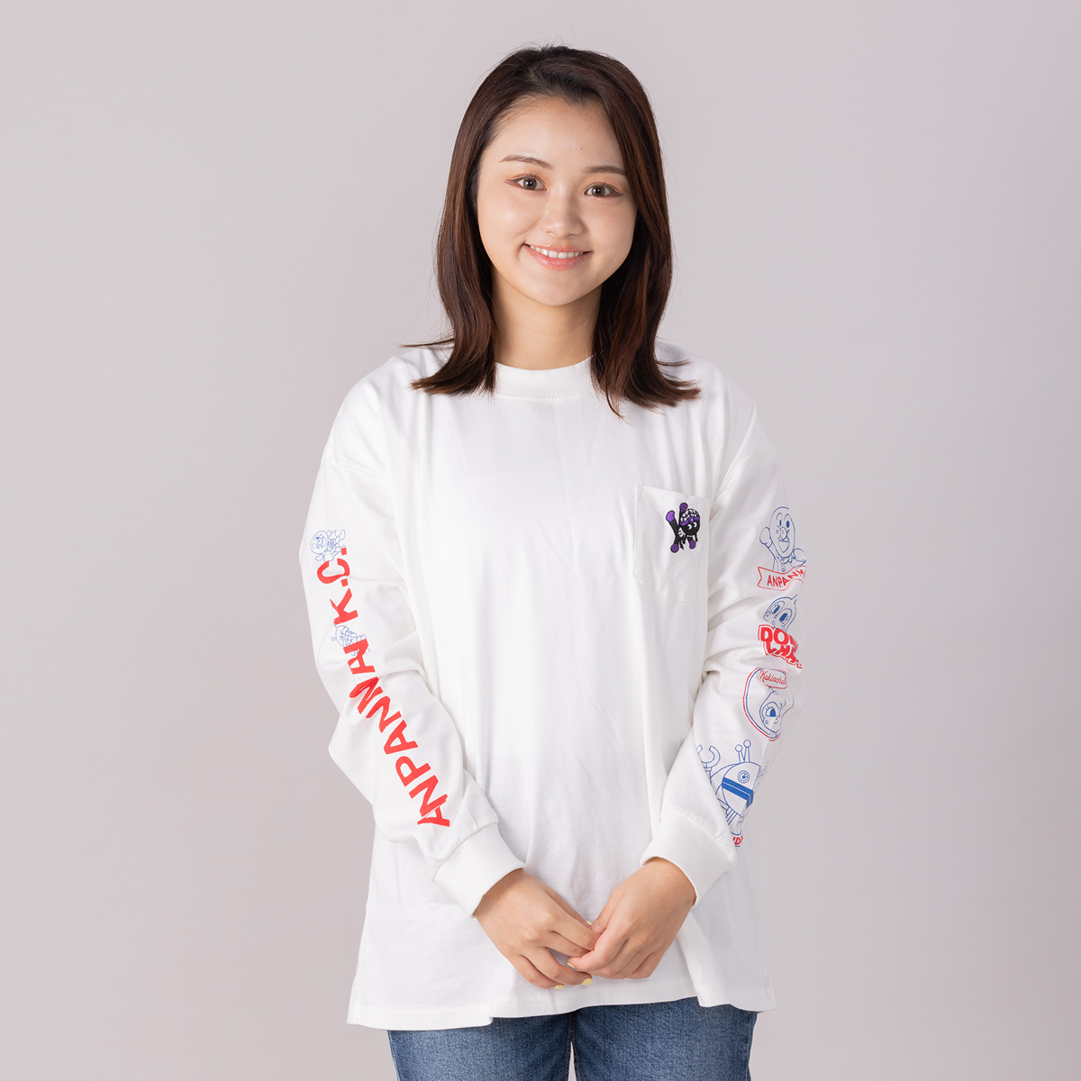 ばいきんまんぶら下がり刺繍長袖Tシャツ 大人｜アイテム｜アンパンマン