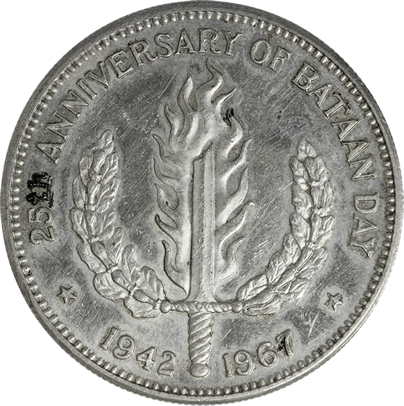 フィリピン 1ペソ銀貨 バターンデイ25周年1967年（Philippines 25th