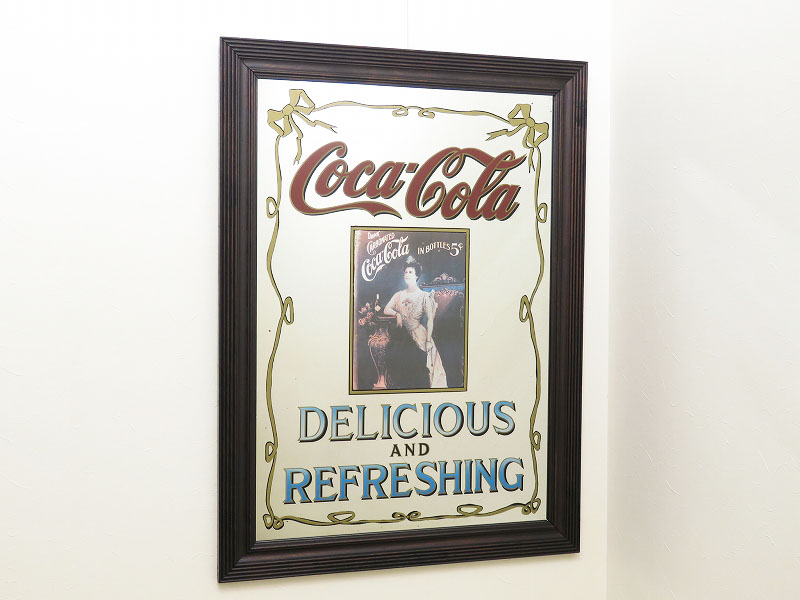 ビンテージ パブミラー 特大サイズのコカ・コーラ（Coca-Cola）（4月01