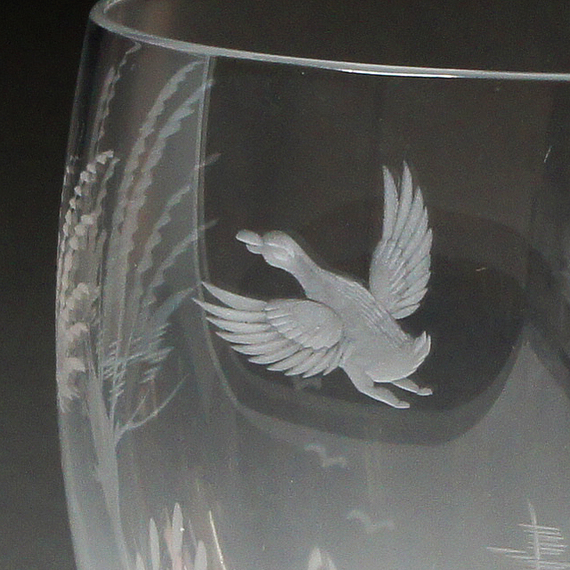 オールドバカラ「鳥に風景文ロックグラス」《アンティックかとう》