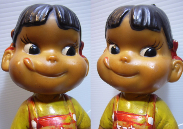 希少☆不二家 ミルキー 首ふりペコちゃん 木台 ソフビ人形 26