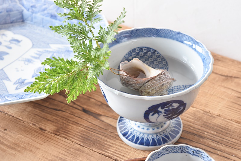 伊万里 染付 丸紋 龍 涼香型 盃洗 - 生活骨董と古布のアンティーク