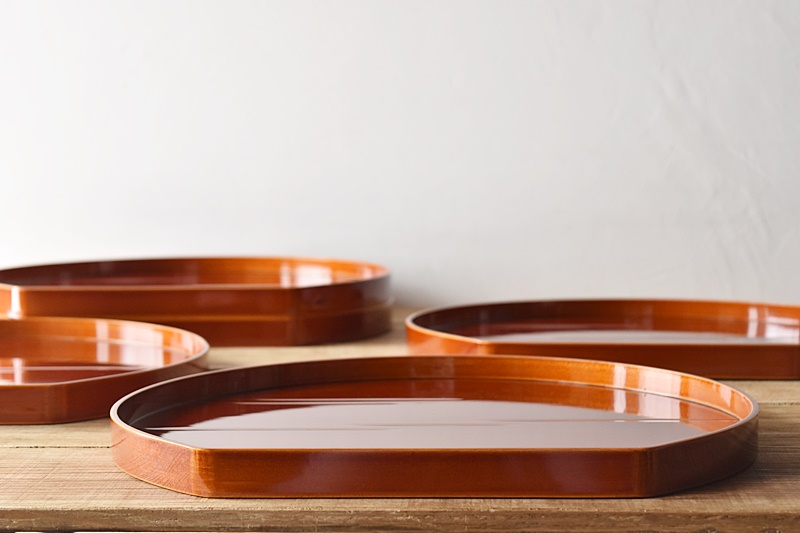 飛騨春慶塗 半月盆 岩本漆器店 5客セット - 生活骨董と古布の