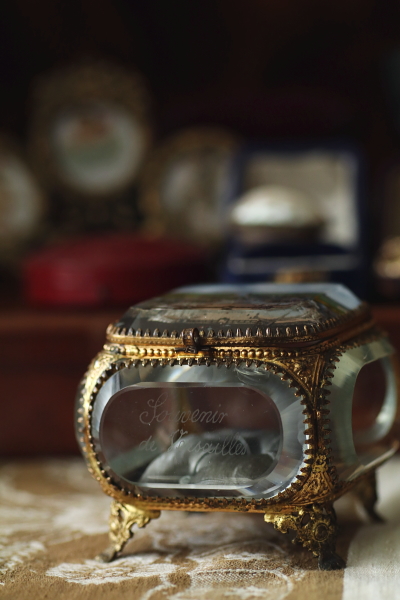 黒革のジュエリーボックス ブラックレザー イギリス アンティークス