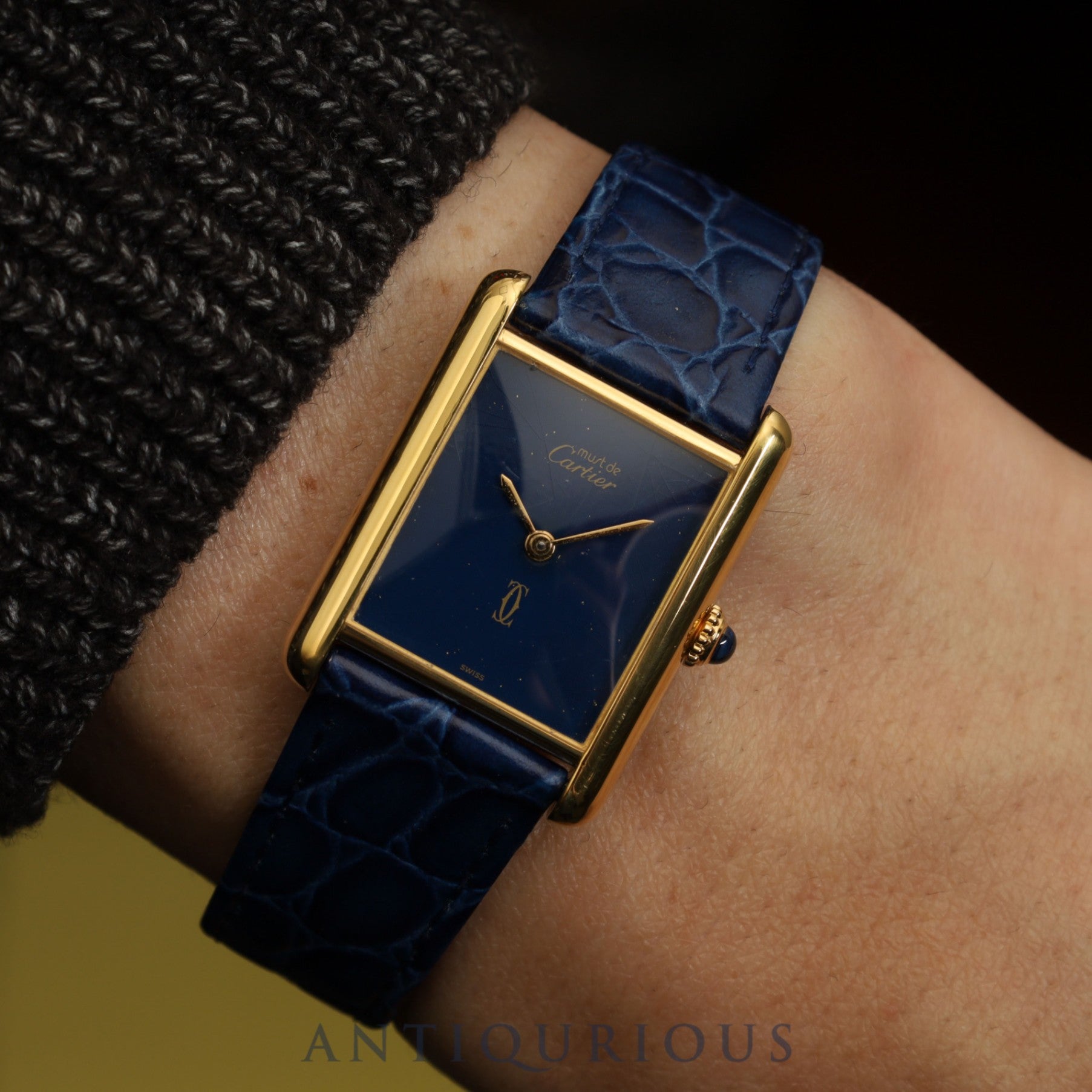 カルティエ マストタンク LM 手巻き Cal.78-1 SV925 革 純正尾錠（GP