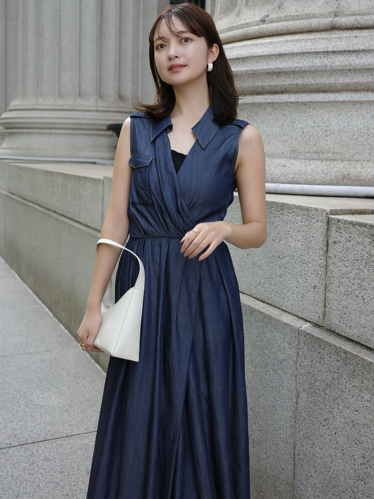 ノースリーブトレンチディテールワンピース