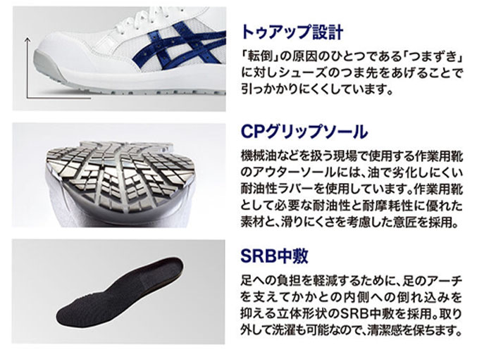 asics アシックス 安全靴 CP218 ウィンジョブ｜ハイカットホワイト