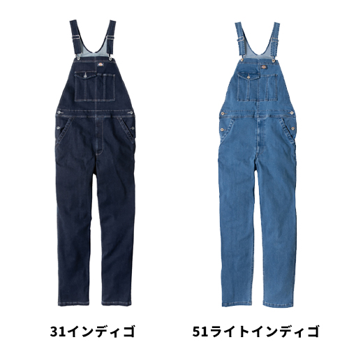 Dickies D-689 ストレッチ シルキーデニム オーバーオール 生地厚め