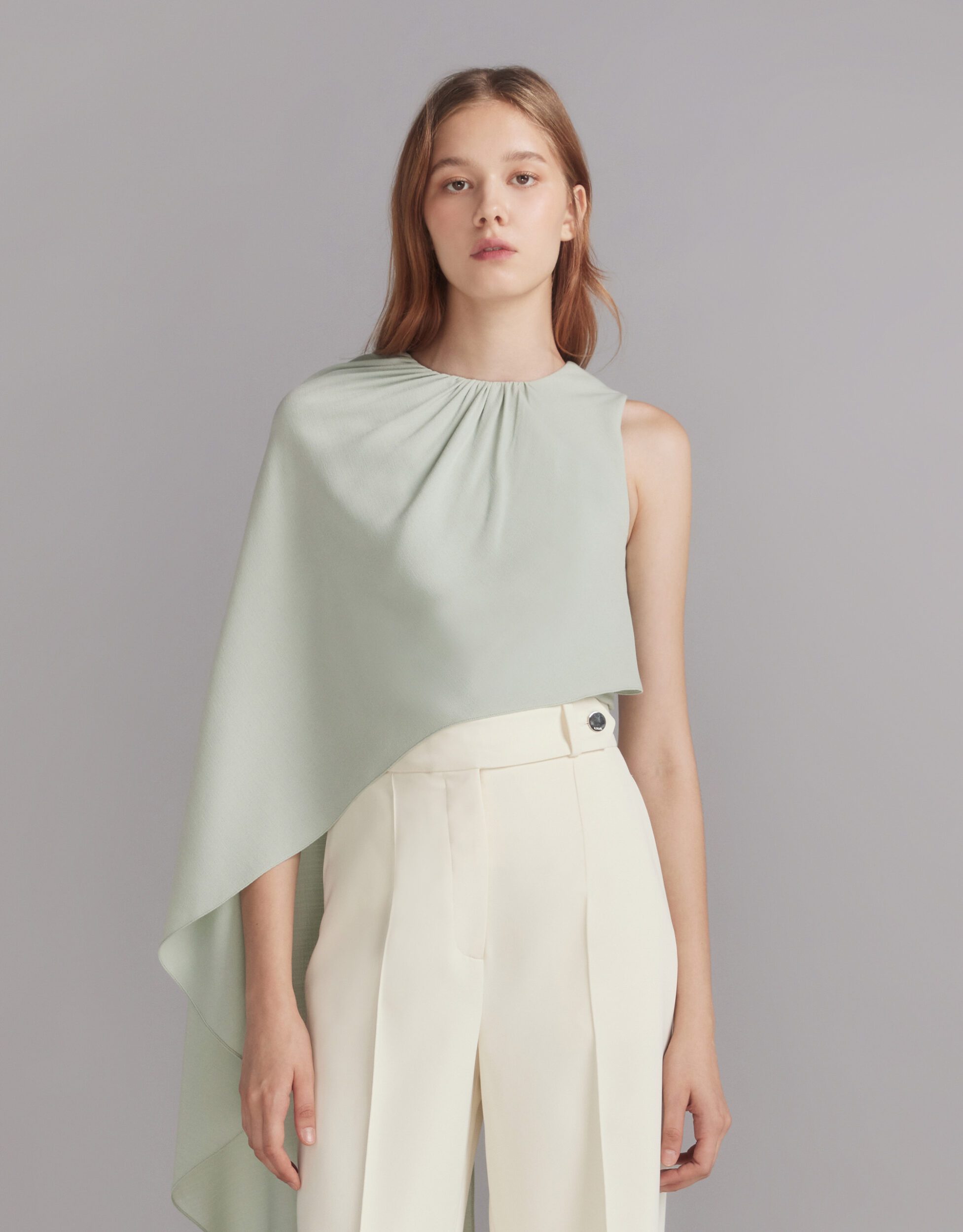 Rosette One-Shoulder Cape Blouse - ASAVAGROUP