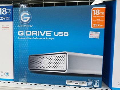 アルミ筐体の外付けHDD「G-DRIVE」の18TBが入荷、Thunderbolt 3対応は