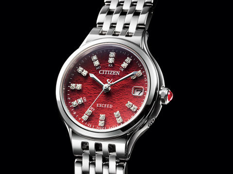 シチズン、和紙文字盤にダイヤを配した腕時計「深紅」 - Impress Watch