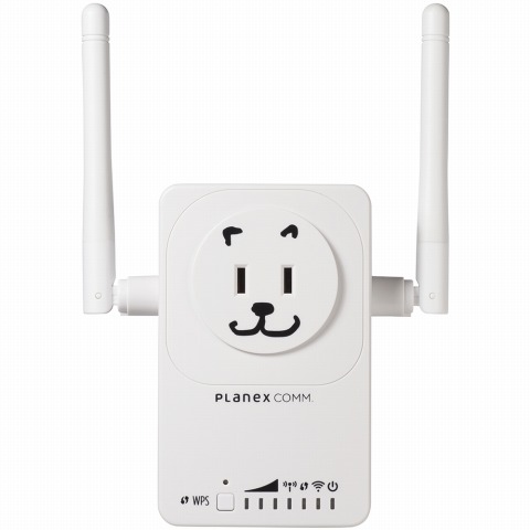 プラネックス、犬風のコンセント直挿し無線LAN中継器に“豪ワン”な11ac