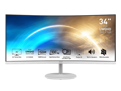 MSI、湾曲率1,500Rの34型ビジネス向けウルトラワイドモニター - PC Watch