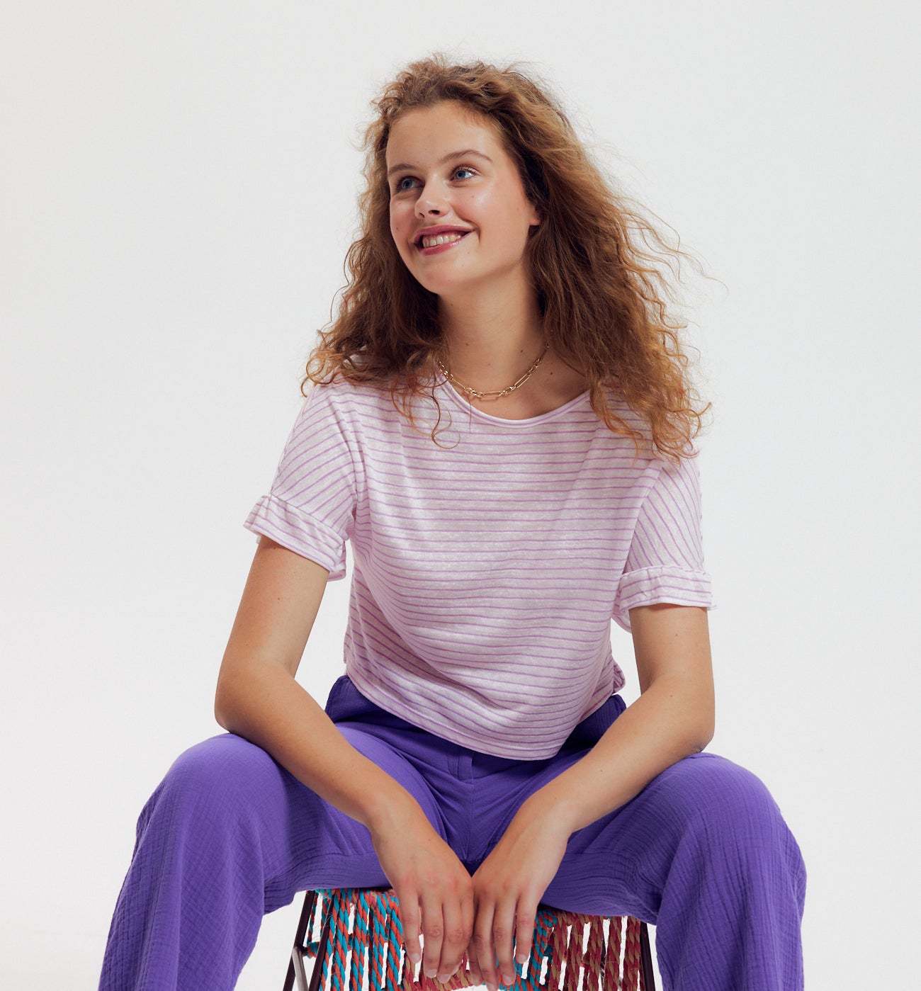 Striped top - Light lilac