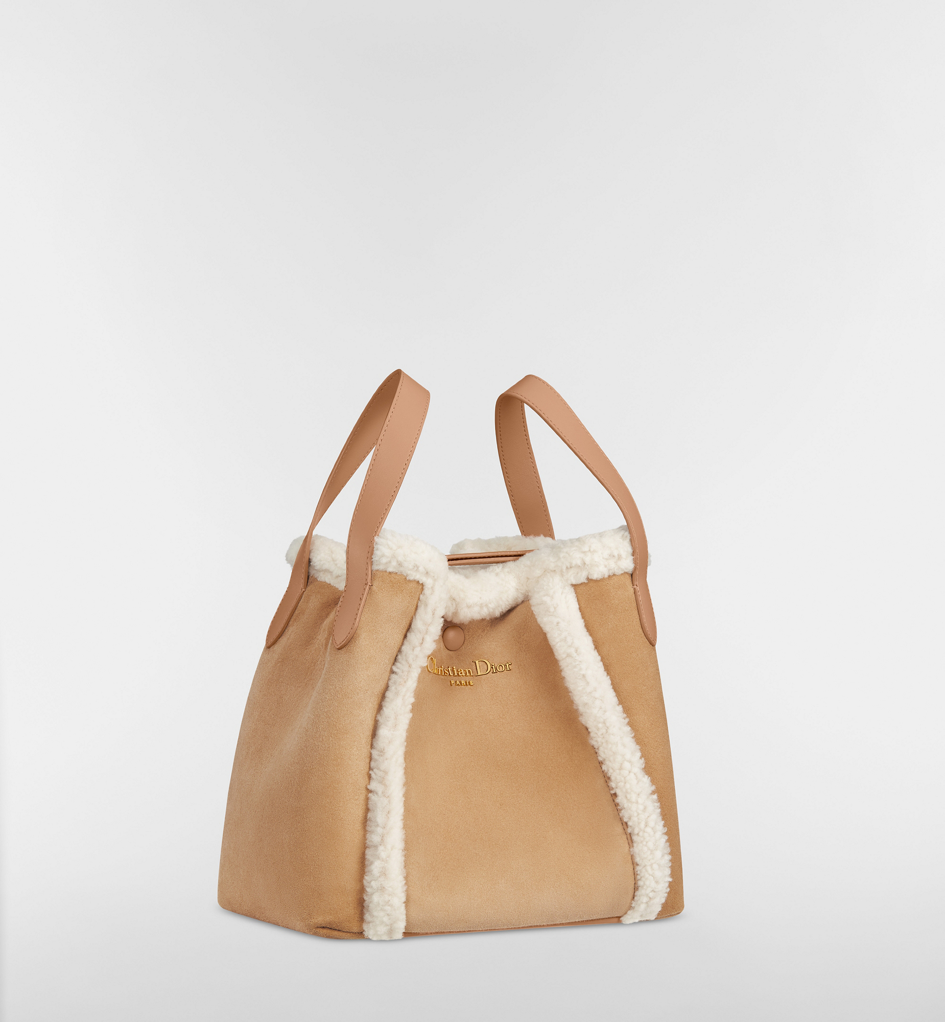DiorAlps Medium Signature Bucket Bag Beige Macrocannage Suede