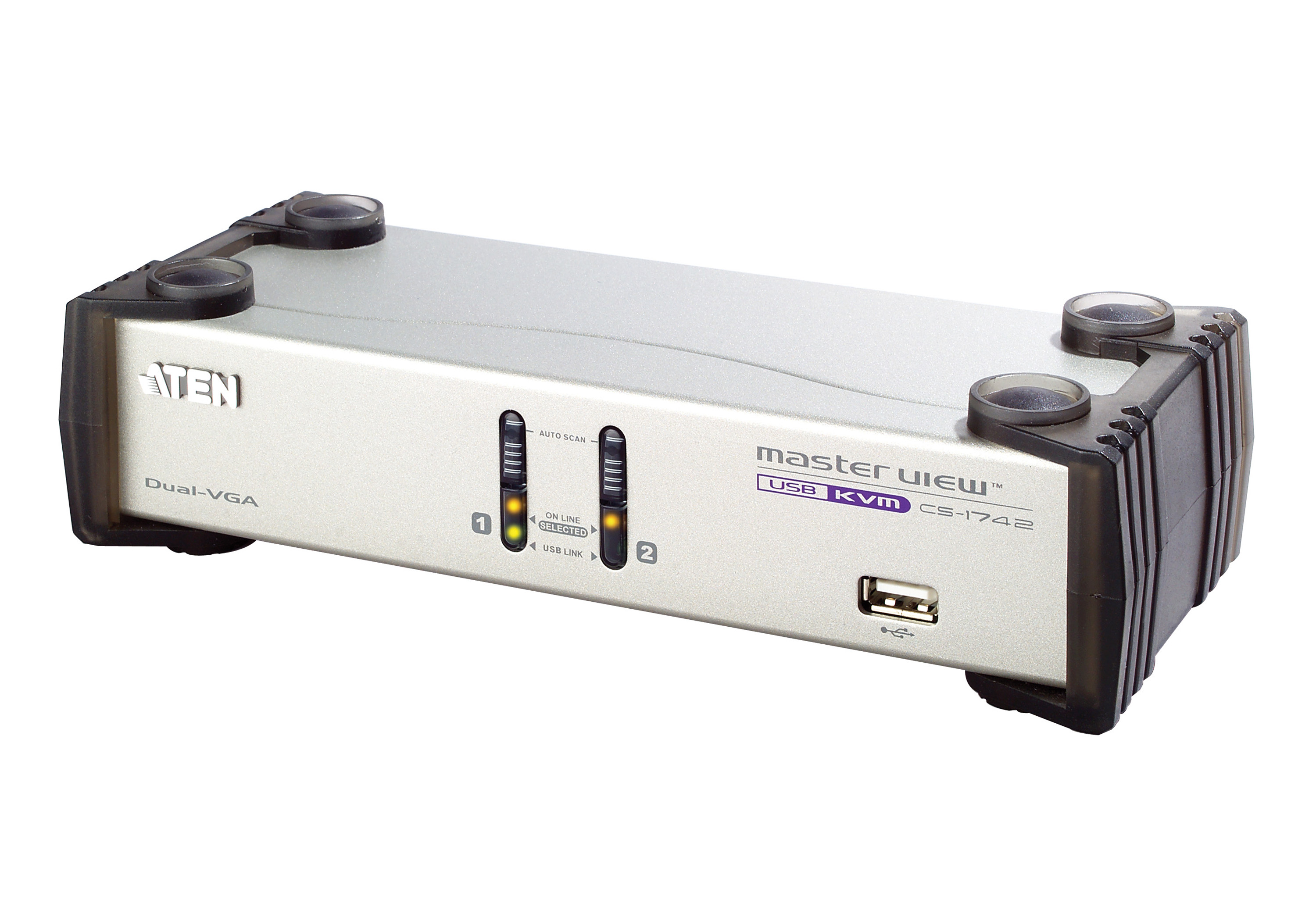 2ポート USB VGA デュアルディスプレイ/オーディオ KVMP™スイッチ
