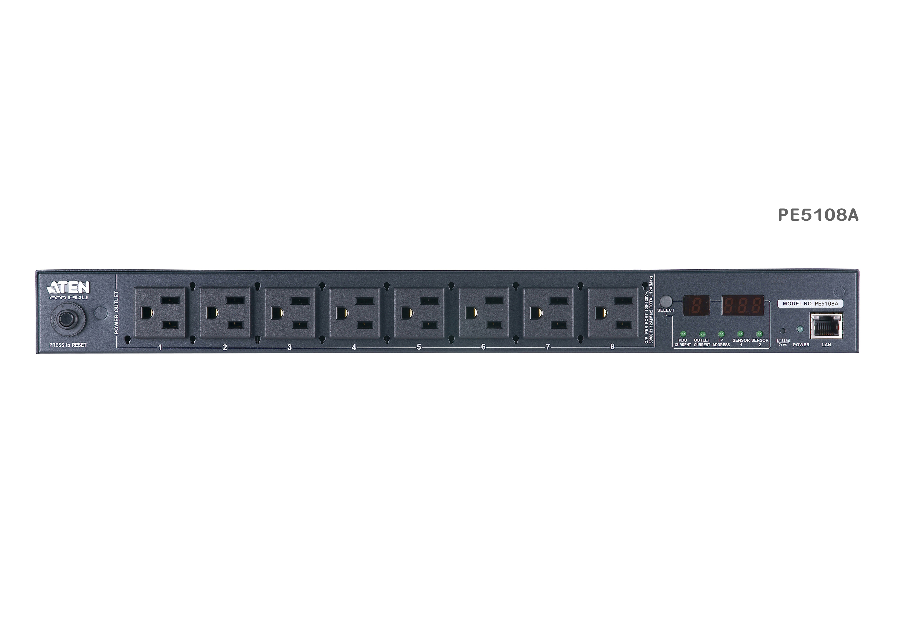 電源計測機能搭載ラックマウントPDU（1U/100V/15A/NEMAタイプ 8ポート