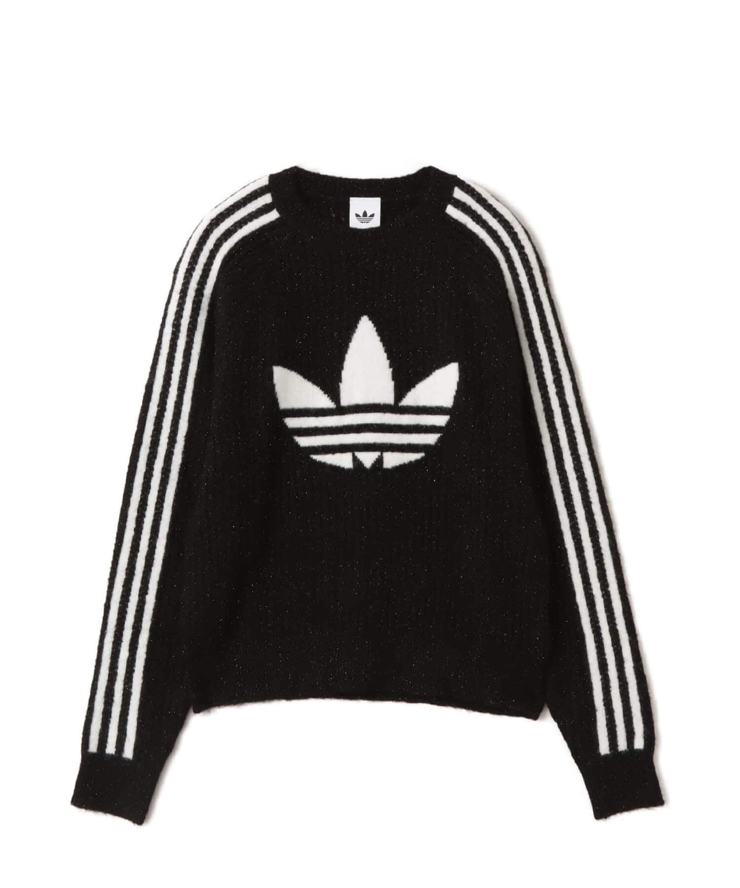 adidas KNIT CREW SWEATSHIRT ブラック（アディダス ニット クルー
