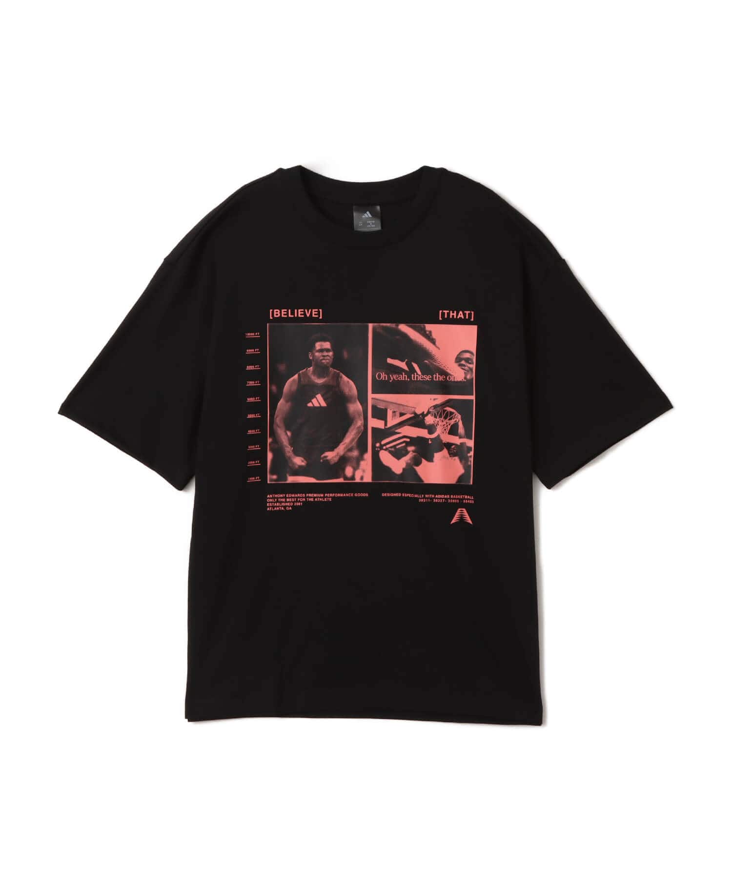 adidas ANTHONY EDWARDS GFX TEE ブラック/アシッドレッド（アディダス