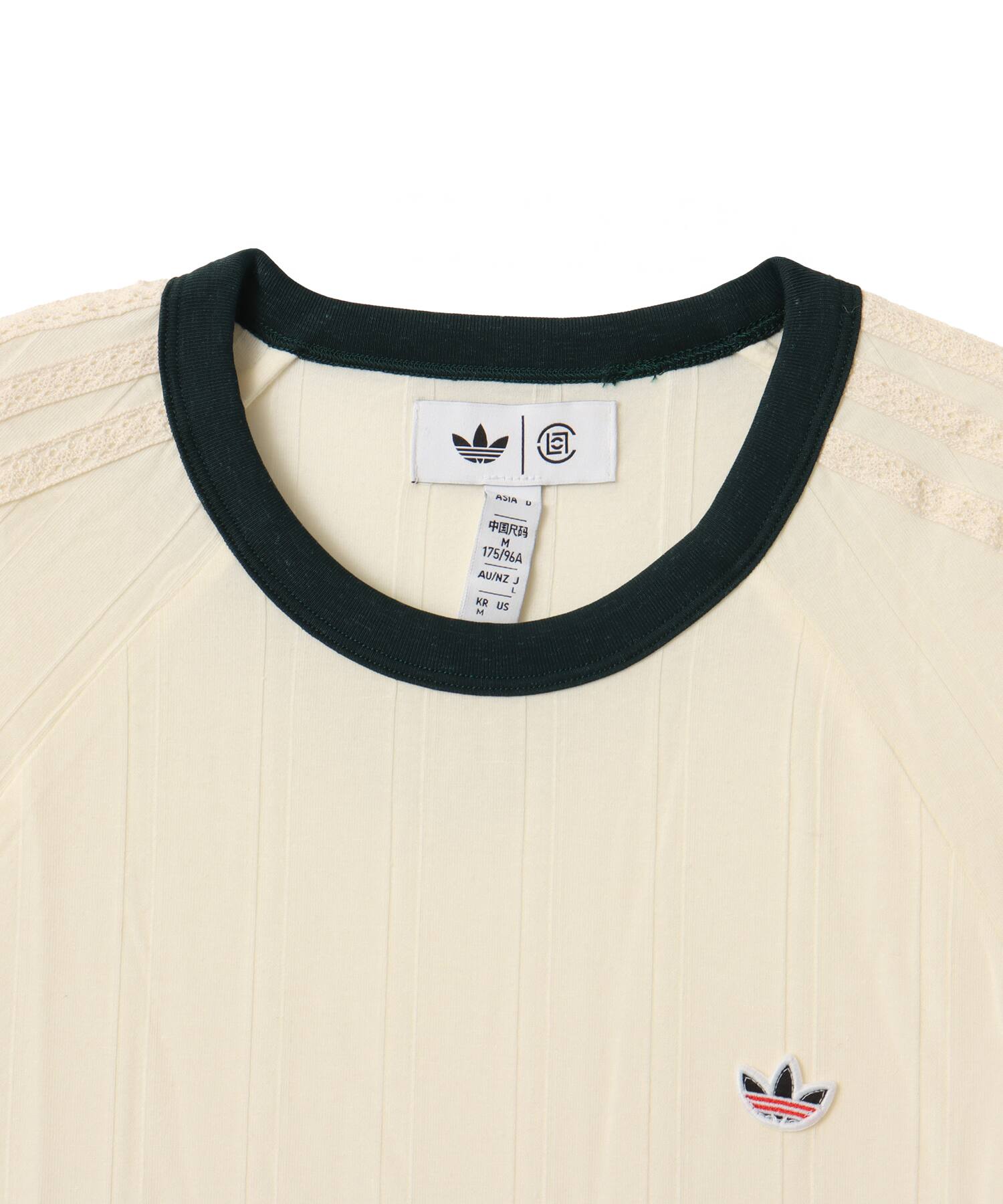 adidas CLOT RIB T-SHIRT BY EDISON CHEN クリームホワイト/グリーン