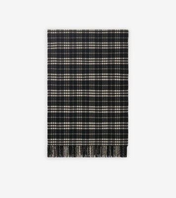 チェック・ウールカシミア・ブランケット (ブラック／キャラコ