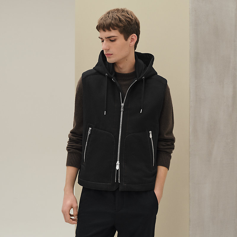 Cashmere hooded vest - Grey - 60 | Hermès USA