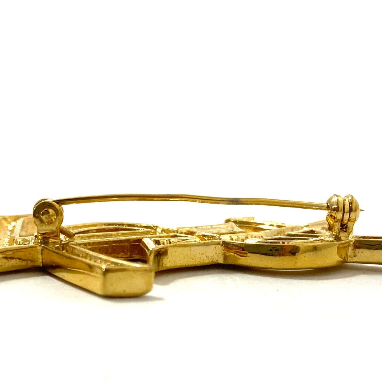 YVES SAINT LAURENT】YSLロゴ ブローチ ゴールド/金カラー