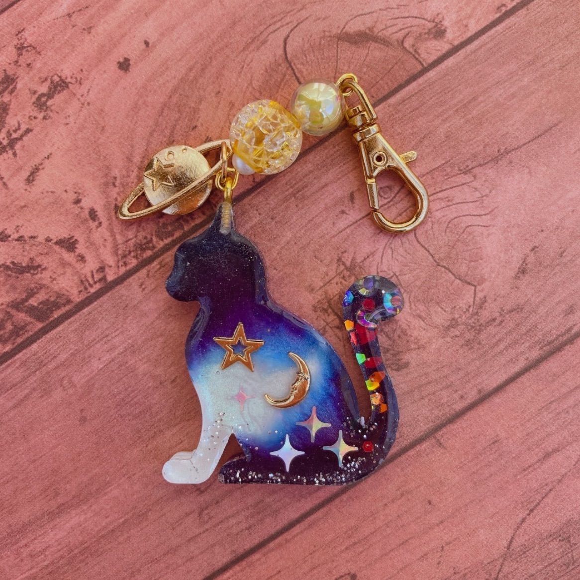 すず☆らん/夢の国の子猫達 花火 蓄光 オルゴナイトキーホルダー すず