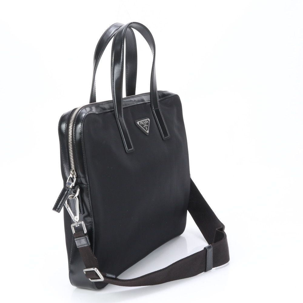 極美品 プラダ 三角ロゴ レザー ナイロン 2WAY ビジネス バッグ 斜め
