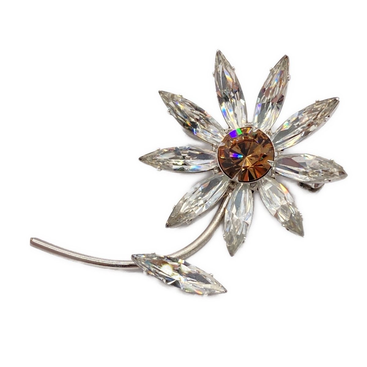 フォクシー FOXEY ブローチ - クリアイエロー×クリア フラワー(花) 美