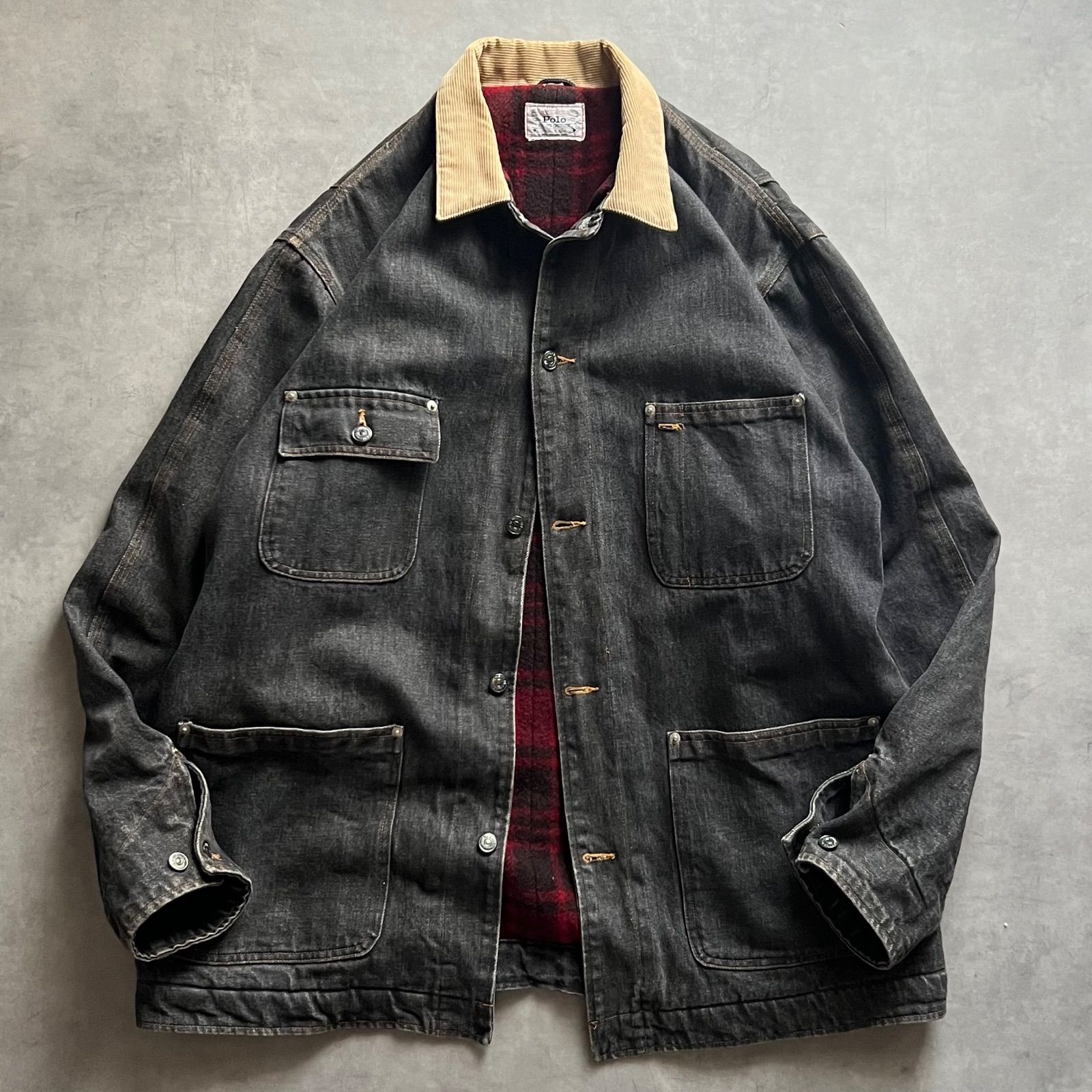 80s Polo RALPH LAUREN black denim coveralls ラルフローレン